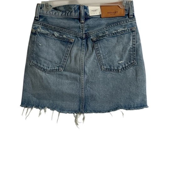 NWT MOUSSY  jean skirt cowhide leather - Picture 2 of 4